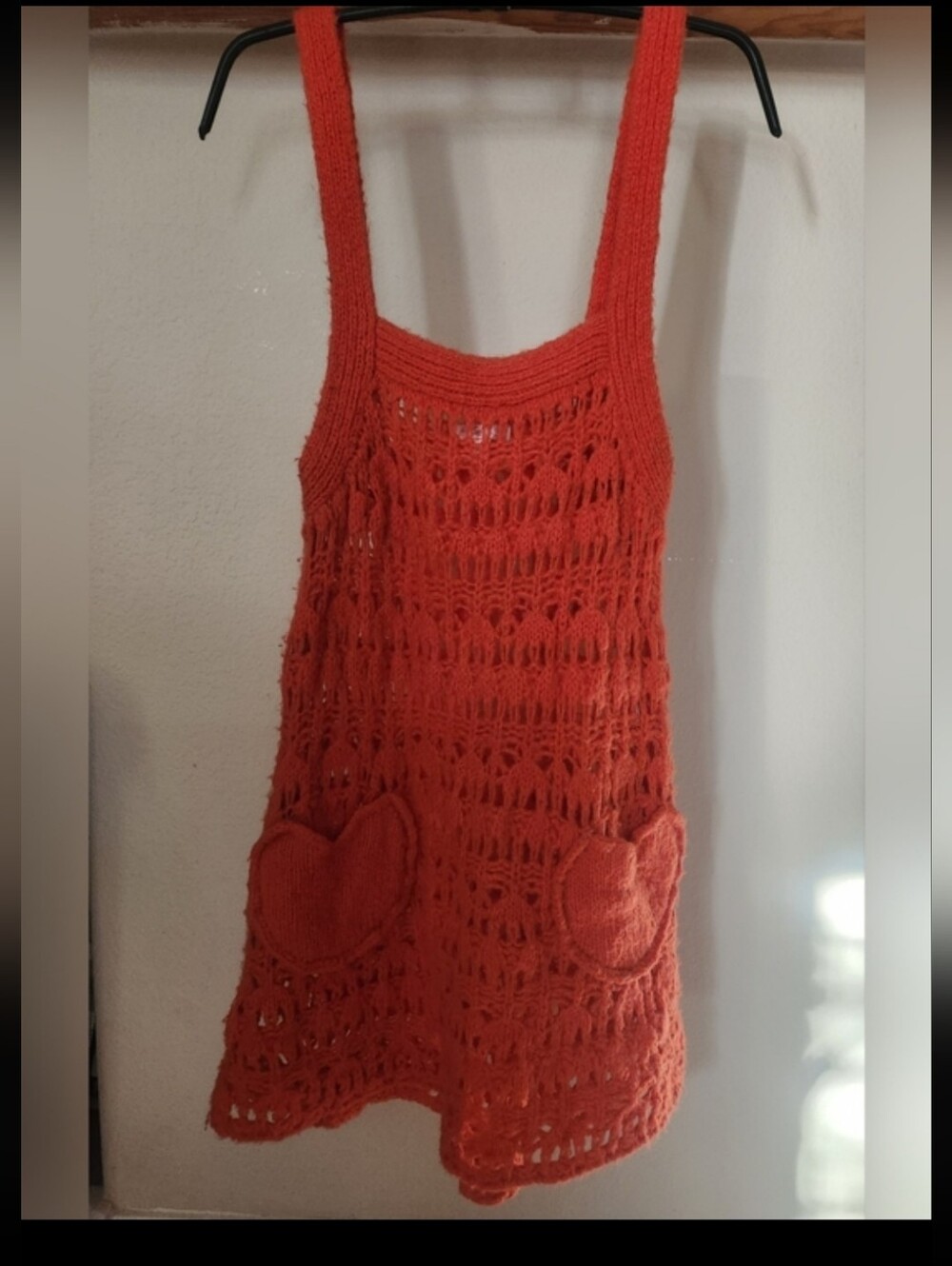 Lux Brand Urban Outifitters Orange Crochet Tank Dress with Heart Pockets